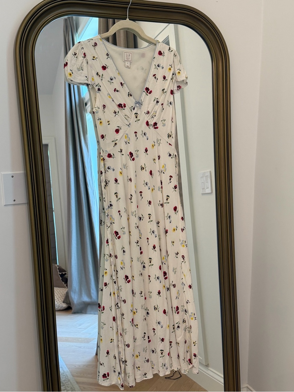 Doen x GAP Cream Maxi Dress with Red & Yellow Floral Print